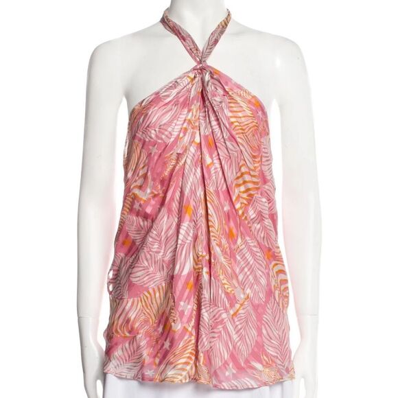 Ramy Brook Silk Zeebra Fern Halter Neck Top XS - Picture 2 of 12